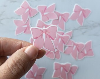 Pink Bow Stickers, 3 Pack Coquette Bow, Kindle Stickers, Girlcore Aesthetic, Vinyl Waterbottle Sticker , Laptop Sticker,  Coquette Sticker
