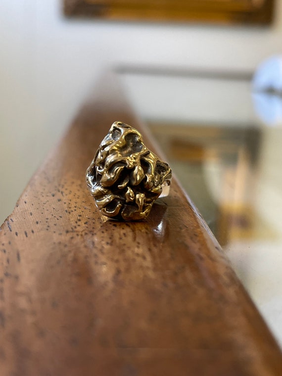 Vintage 14k Gold Brutalist Ring by Henry Steig