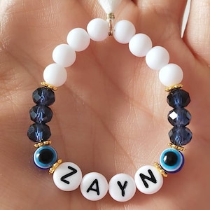 Pulsera niño bebé con nombre / Pulsera personalizada Nazar Boncuk Protección ocular / Pulsera ángel de la guarda Niños / Pulsera carta bebé Nazar