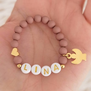 Pulsera bebé con nombre corazón y ángel de la guarda / pulseras con nombre niños / pulsera ángel bebé corazón / pulsera con nombre niño / pulsera nacimiento