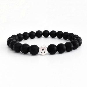Pulsera de socio con letra de plata / Pulsera De deseo Grabado inicial / Querida idea de regalo de pareja / Pulsera de pareja Amigos personalizados