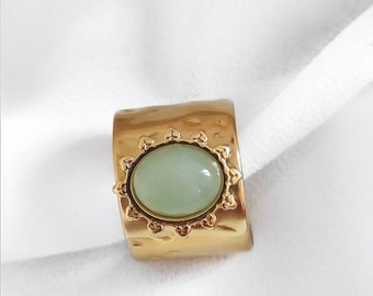 Gouden ring turquoise verstelbaar / ornamentring vrouw / damesring roestvrij staal / Arabische ring waterdicht / boho etnische ring / statement ring