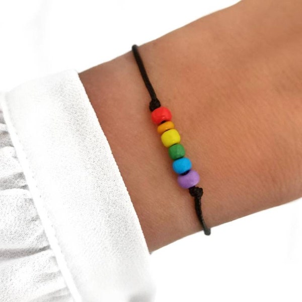 CSD Pride / LGBT Armband / Regenbogen Armband / Flagge Fahne / Schwul lesbisch Homo Trans Bi / Love is love / Makramee Armband / verstellbar