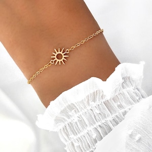 Sun bracelet stainless steel gold / bracelet with a sun gold / women&#39;s stainless steel bracelet / women&#39;s bracelet gold / sun rays bracelet gold