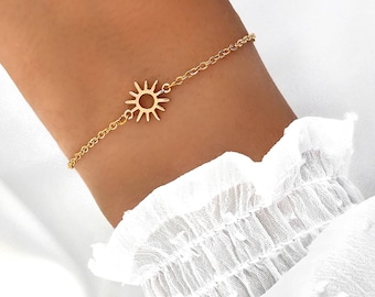 Sun bracelet stainless steel gold / bracelet with a sun gold / women's stainless steel bracelet / women's bracelet gold / sun rays bracelet gold