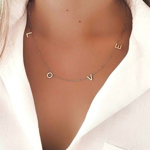 Halskette Love gold / Buchstaben Halskette / Partner Halskette / Liebes Halskette Freundin / Halskette Liebe / Gold Halskette mit Buchstaben