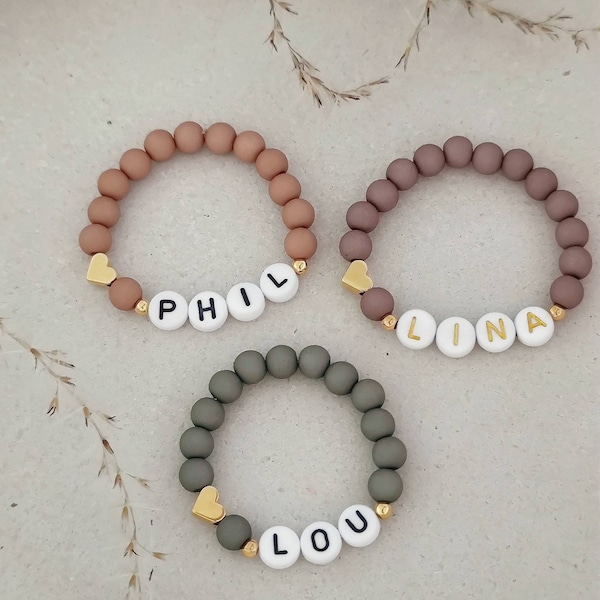 Baby bracelet with name and heart / mother child bracelet set / children's bracelet with name / mom gift mother / children's name bracelet for baby