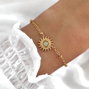 Sun bracelet gold waterproof / Bracelet with a sun gold / Women's bracelet sun / Ladies bracelet gold / Gold bracelet adjustable