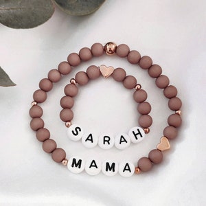 Mutter Kind Armband Set / Mama Baby Armband Muttertag / Mutter Geschenk Partnerarmband / rose gold Namensarmband Baby Mädchen Buchstabe Herz