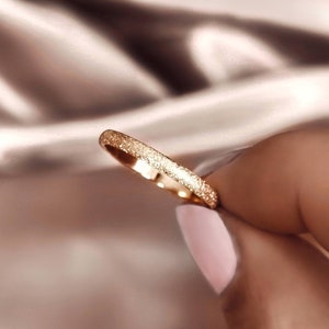 Stainless steel glitter ring gold / Filigree gold ring for women / Fine 18k gold plated / Narrow ring gold / Minimalist ring 52 54 56