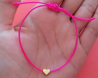 Partner Armband Liebesarmband Paare / Damen Frauen Geschenk / Armband mit Herz rosa pink  gold Herz Makramee Armband Band / Silber personali