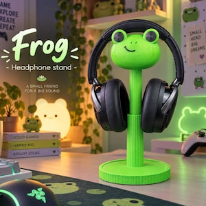 Frog Headphone Stand | 3D Printed Cute Frog Headset Holder | Gaming Desk Decor | Gift for Gamers