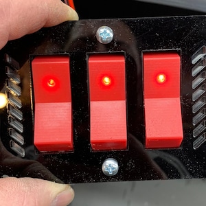 Large Red and Black Rocker Switch with LED