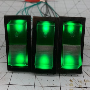 Translucent Green and Black Large Rocker Switch with 2 LEDS *LIMITED RUN*