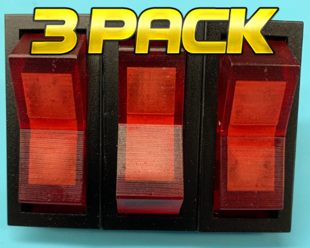 3 PACK Large RED on BLACK Star Wars Inspired Rocker Switch With 2 Leds ...