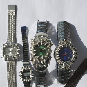 handmade spiked unisex watch.spiky men watch.