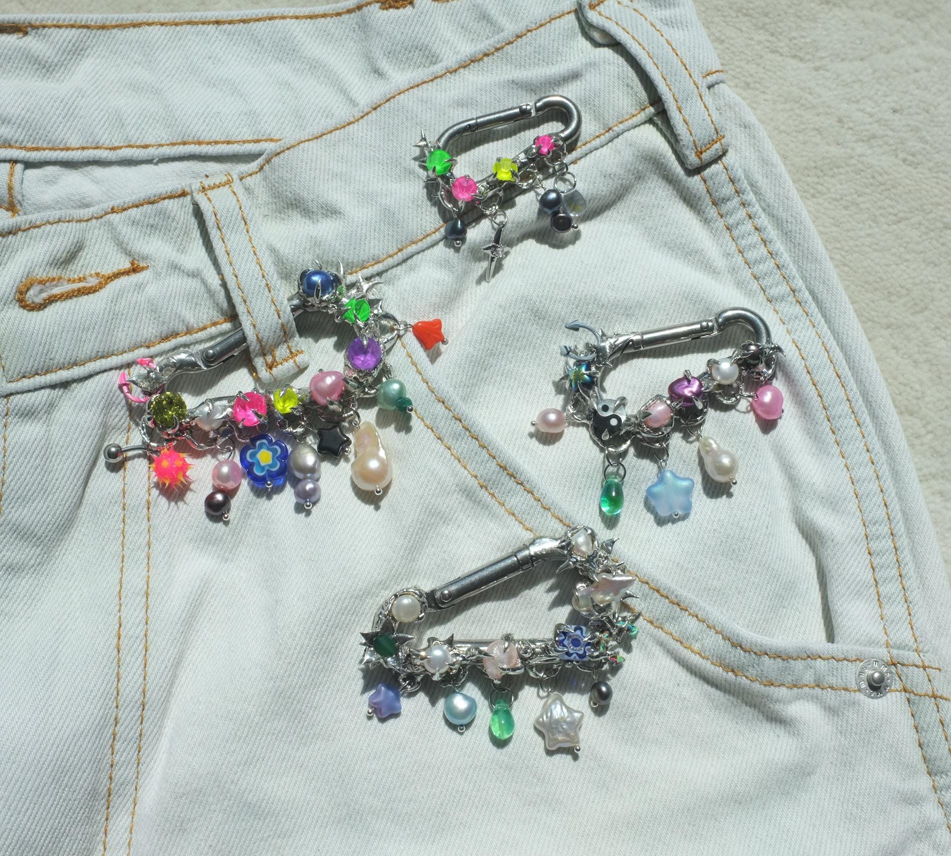 Piercing Keychain Handmade Spiked Carabiner Keychain.y2k Spiky Neon Colors, Lead Free ...