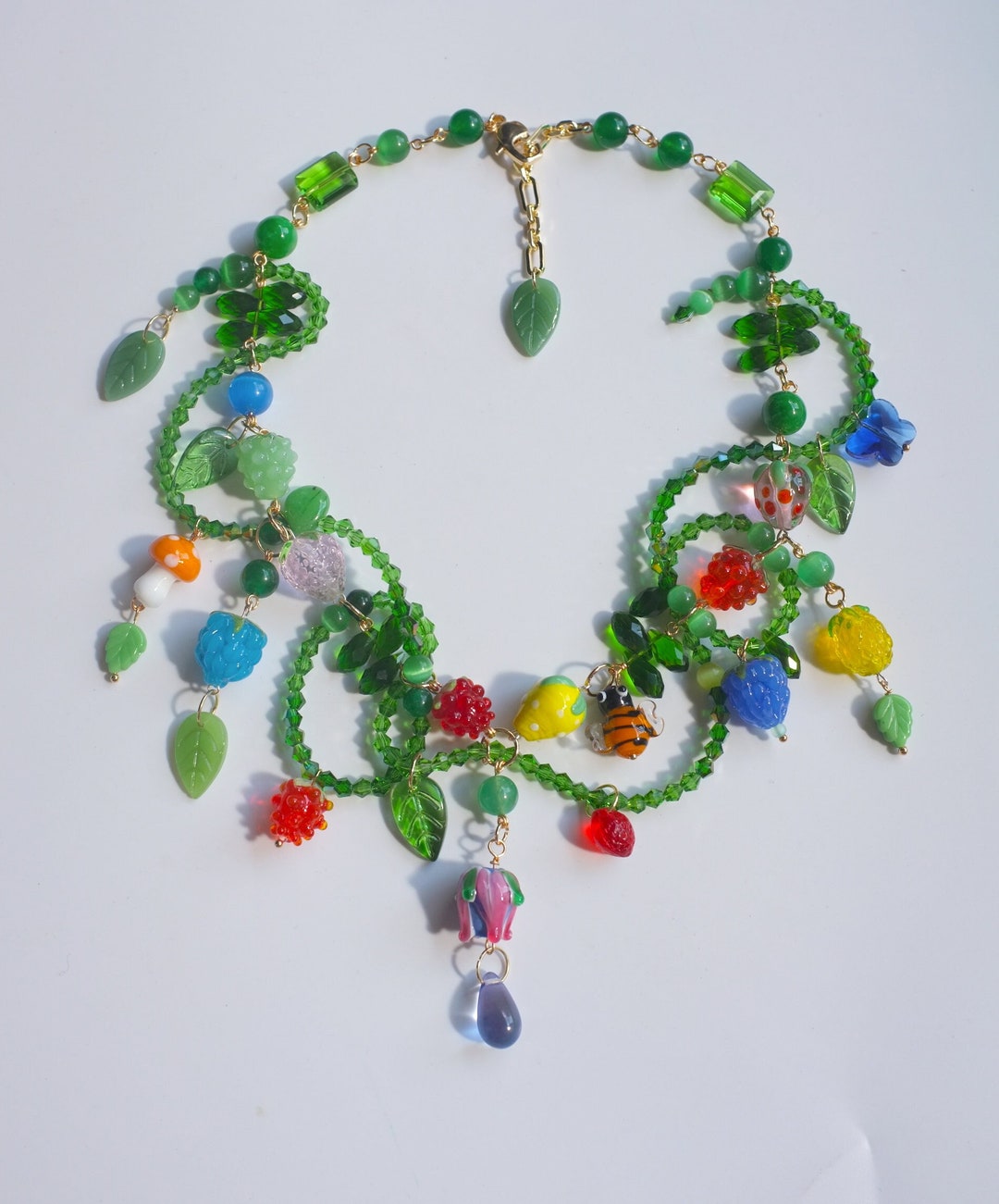 Handmade Lampwork Glass Fruit Beads Raspberry Strawberry Honey Bee ...