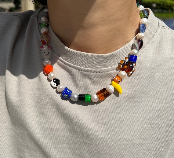 【DISCERNMENT】Surgical ball Beads necklace (handmade) Alternating 6mm/12mm Silver Bead Necklace, 6mm and 12mm