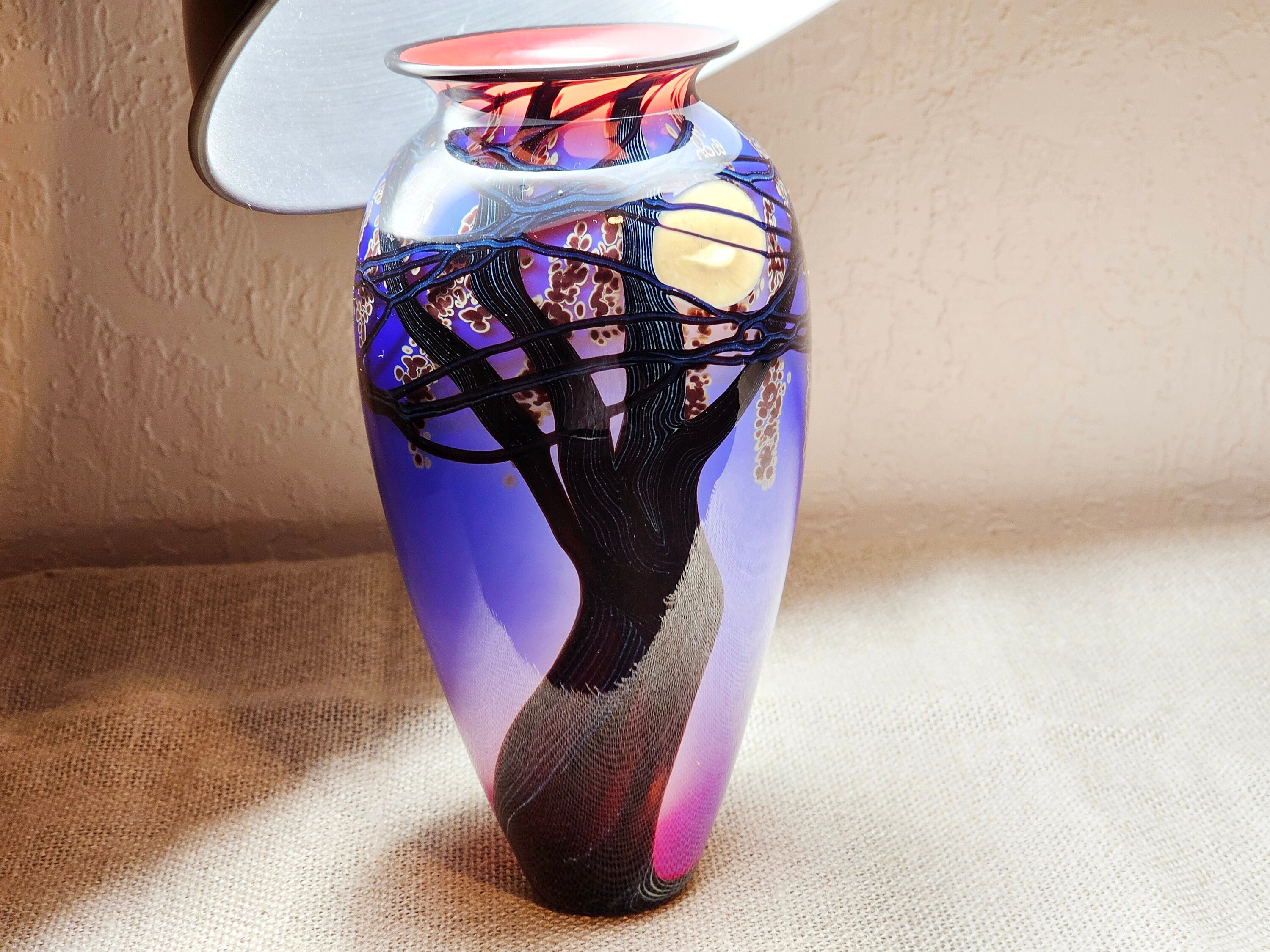Richard Satava Vase, Blue Harvest Moon Vase, Vintage Satava
