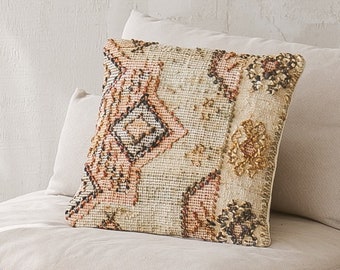 Ethno Jute Geometric Pillow Boho Sofa Cushion Throw Pillow For Couch Handmade Gift | Sahi