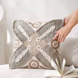 Decorative cushion Handmade Boho Sofa Cushion cover Macrame Pillow 45 x 45 cm | Sienna
