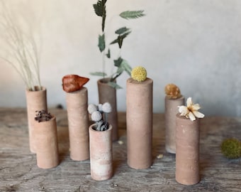 Mini Terracotta Vases Set of 3 Tiny Pottery Clay Dried Flower Vases