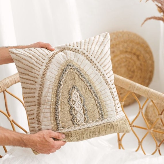 Macrame Boho Pillow cover Sofa Throw Cushion Decorative Pillow Handmade Gift | Yara
