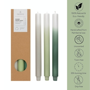 Layered Long Dinner Candles Drip Free Candles Handmade Gift Eco Pillar Taper Candles - Set of 3