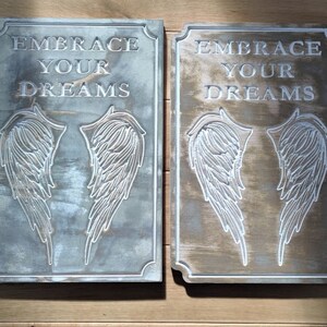 Embrace your dreams quote wall art, wall sign, cnc engraved, hand painted