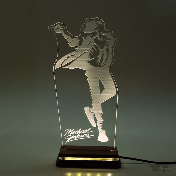 Personalized Acrylic Custom Led Light Table Lamp, Sign, Night Light, Gift for Him or Her, Decor, Music Dancer, Michael Jackson with Text