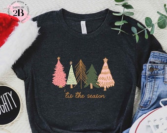 Tis The Season Christmas Shirt: Holiday Tee, Xmas Tree T-Shirt, Retro Santa Shirt