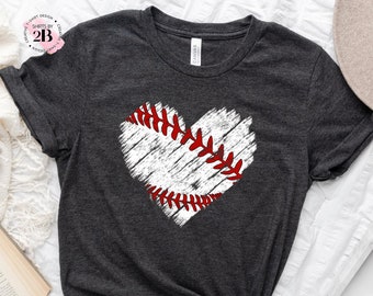 Baseball Distress Heart Shirt, Baseball Shirt, Baseball Mom Shirt, Baseball Heart Shirt, Baseball Sublimation Shirt, Sports Mom Shirt