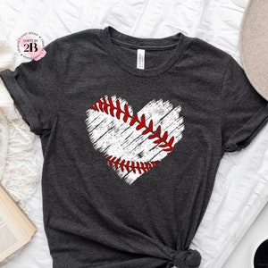 Distressed Baseball Heart Shirt: Sports Mom Tee