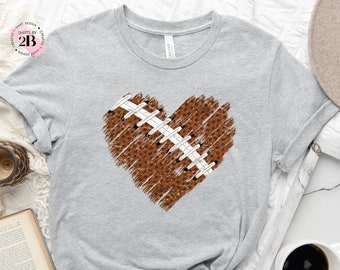Distressed Football Heart Shirt, Football Shirt, Football Heart Shirt, Distressed Shirt, Football Mom Shirt, Football Dad Shirt