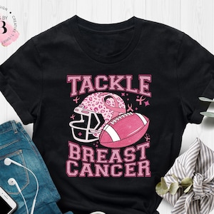 Tackle Breast Cancer Football Shirt, Breast Cancer Gift, Pink Ribbon T-Shirt, Retro Football Shirt, Football Breast Cancer Awareness Tee