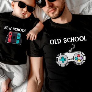 Old School New School Matching Shirt Set, Gamer Dad and Baby Shirt, Daddy and Me Video Game T-Shirt,  Father’s Day Gift Shirt