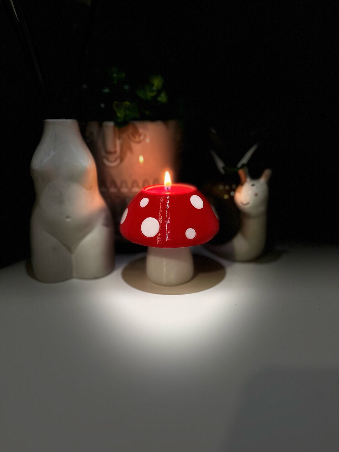 Mushroom Candle Light Holder 3D Printed, House Decor, Item / Accessory