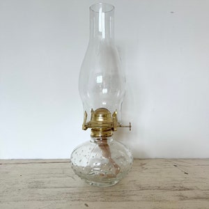 Vintage Clear Hobnail Glass Oil Lamp