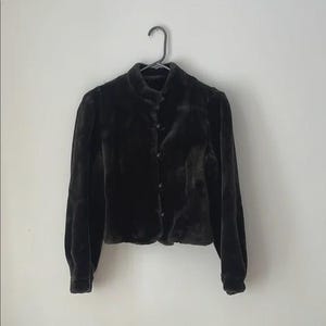 Vintage Casper donkergrijs damesjack van imitatiebont