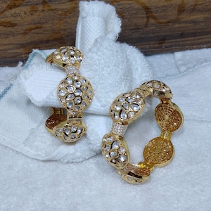 Uncut high quality polki kundan gold plated jewelry,polki bangles ,Sabyasachi wedding jewelry,high quality kundan polki bangles