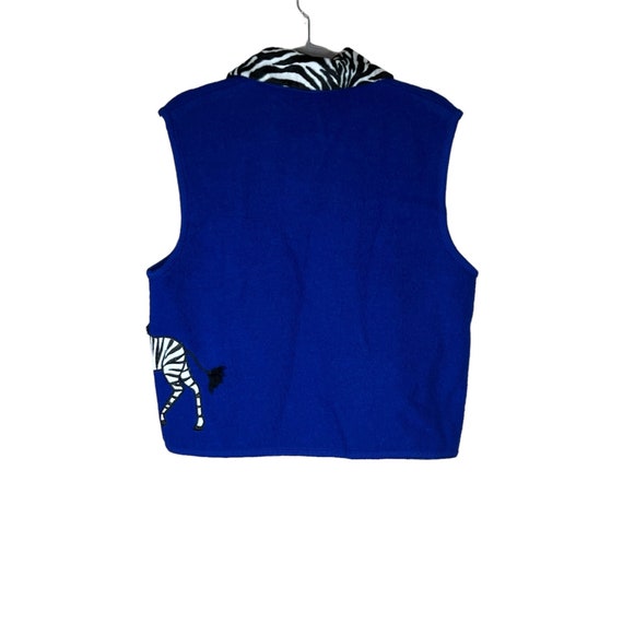 Lisa International Boiled Wool Blue Vest Zebra La… - image 2
