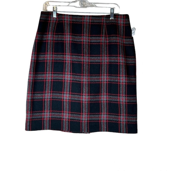 Vintage NWT Wool Blend Plaid Pencil Skirt Size 16… - image 1