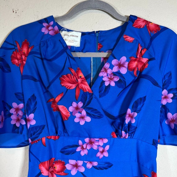 Royal Hawaiian Vintage Dress Size XS/S Blue Flora… - image 5