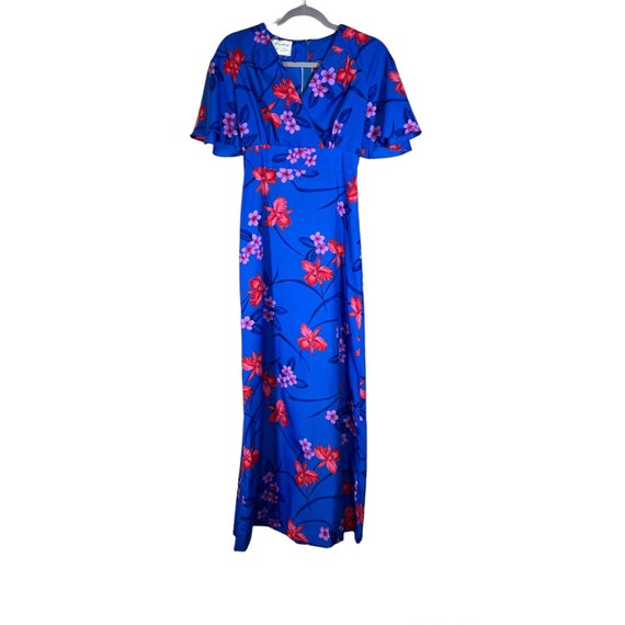 Royal Hawaiian Vintage Dress Size XS/S Blue Flora… - image 1