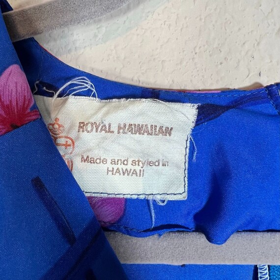 Royal Hawaiian Vintage Dress Size XS/S Blue Flora… - image 6