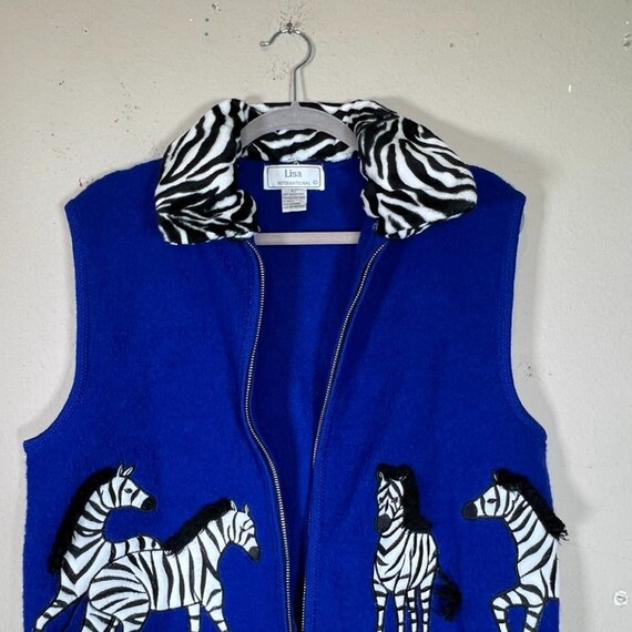 Lisa International Boiled Wool Blue Vest Zebra La… - image 6