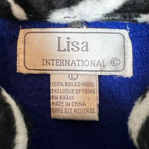 Lisa International Boiled Wool Blue Vest Zebra La… - image 5