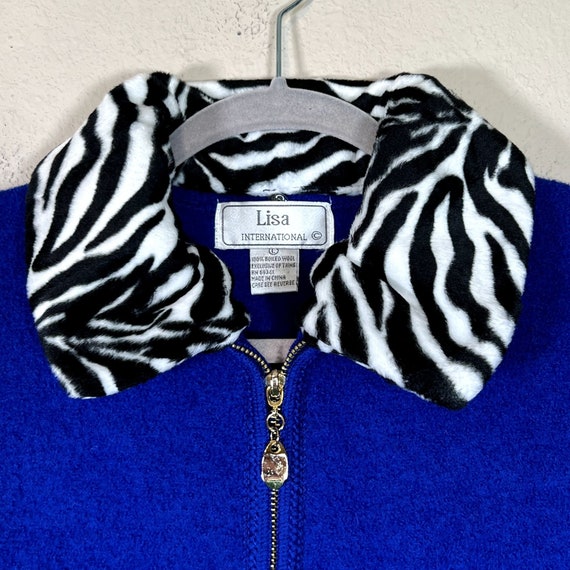 Lisa International Boiled Wool Blue Vest Zebra La… - image 4