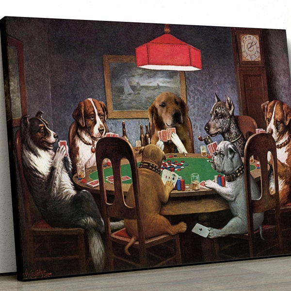 A Friend in Need by C.M. Coolidge Poker Game Framed , Dogs Poker Painting, Dogs Playing Poker Canvas , Famous Painting Canvas,Poker Dogs 362